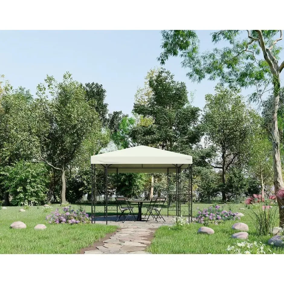 Tuinpaviljoen FIDALA - 300 cmx300 cmx260 cm - Zwart Stof Metaal