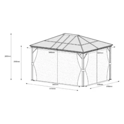 Tuinpaviljoen RADELA - 398 cmx300 cmx260 cm - Antracietgrijs Metaal