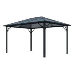Tuinpaviljoen RADELA - 398 cmx300 cmx260 cm - Antracietgrijs Metaal