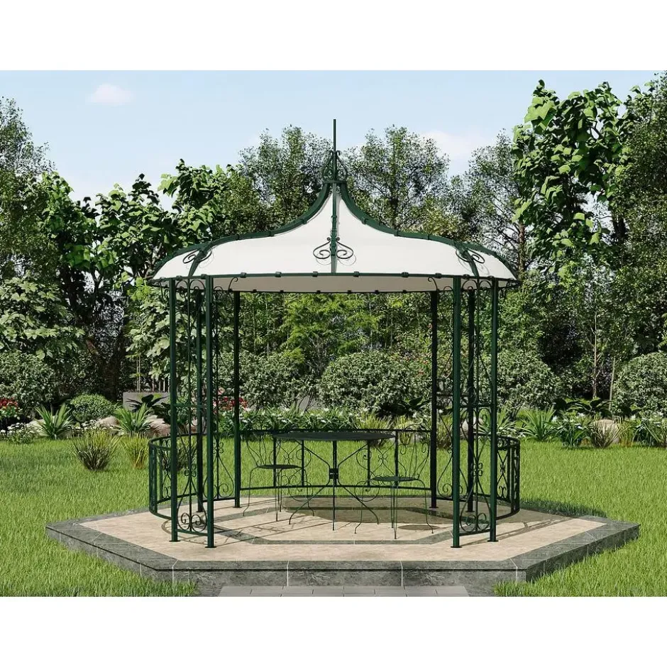 Tuinpaviljoen TILCARA - 300 cmx300 cmx198 cm - Dennengroen Metaal