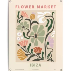 Tuinposter Bloemenmarkt - 80 x 60 - Roze