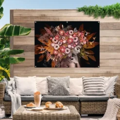 Tuinposter Bloemenrijkdom - 100 x 140 - Bruin