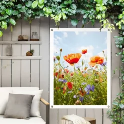 Tuinposter Bloemenveld - 80 x 60 - Bont