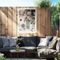 Tuinposter Deur in Griekenland - 80 x 60 - Beige