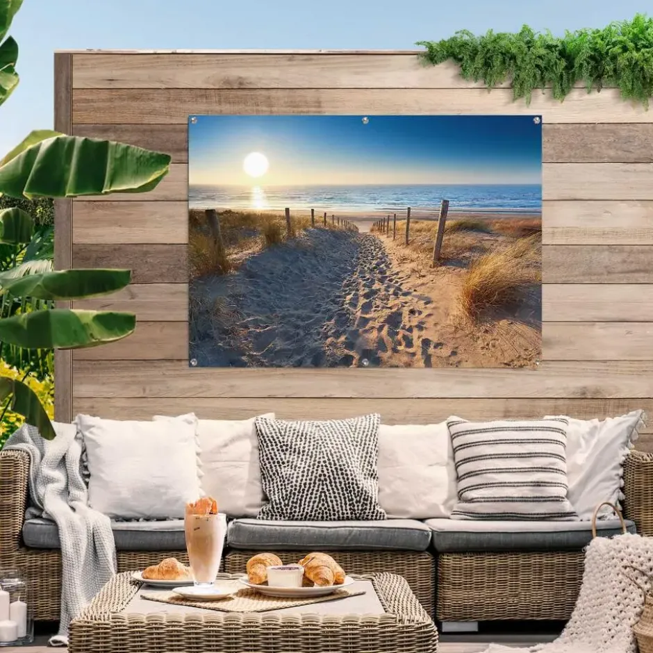 Tuinposter Duinpad - 100 x 140 - Beige
