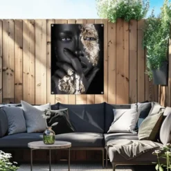 Tuinposter Gouden hand - 80 x 60 - Goudkleurig