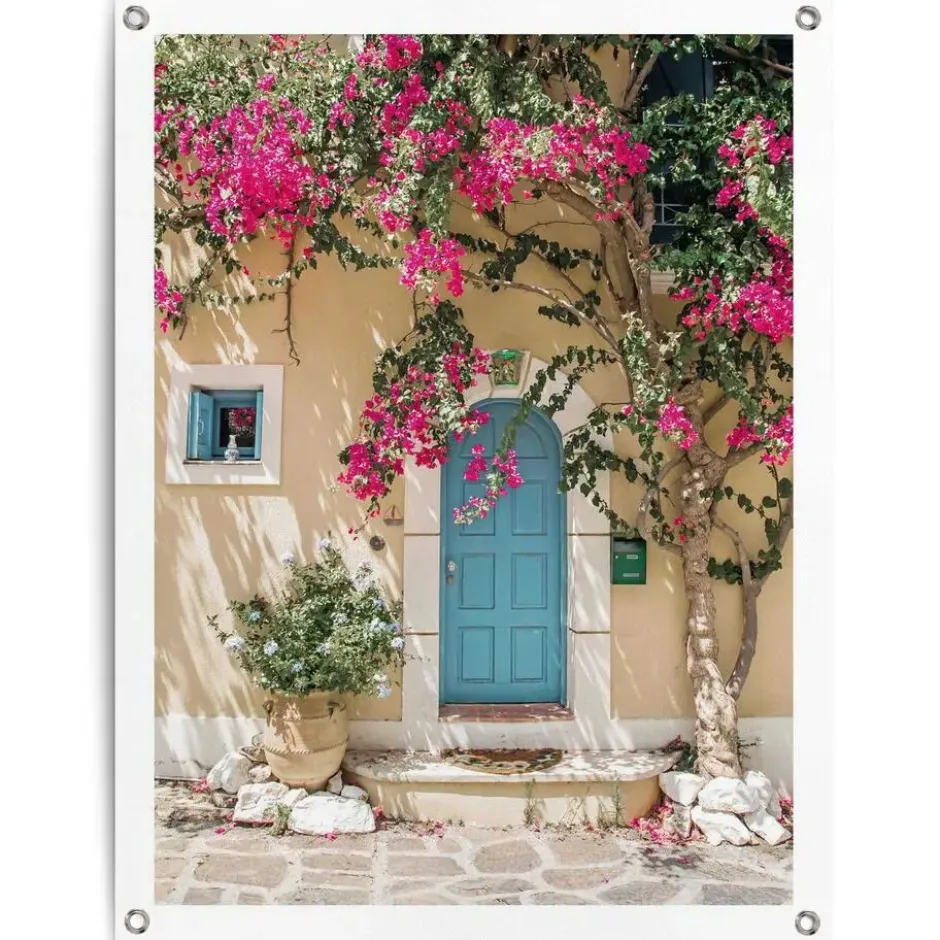 Tuinposter Griekenland - 80 x 60 - Roze