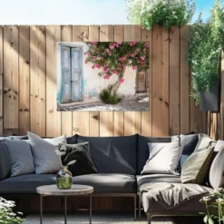 Tuinposter Griekse gevel - 60 x 80 - Roze