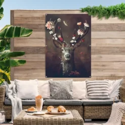 Tuinposter Hert - 140 x 100 - Bruin