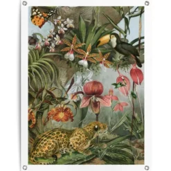 Tuinposter Jungle Bloemen - 80 x 60 - Groen