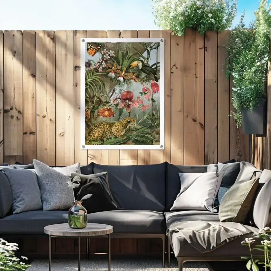 Tuinposter Jungle Bloemen - 80 x 60 - Groen
