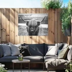 Tuinposter Schotse Hooglander - 60 x 80 - Zwart-Wit