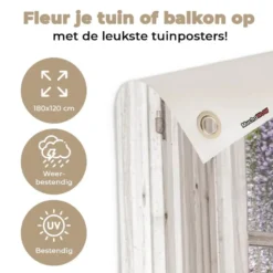 Tuinposter 180x120 cm Blauwe regen - Bloemen - Doorkijk - Boom - Lente