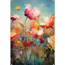 Tuinposter 80x120 cm Bloemen - Watercolor - Kunst - Botanisch - Natuur
