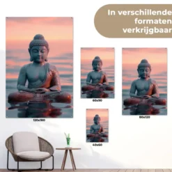 Tuinposter 120x180 cm Boeddha - Beeld - Buddha - Water - Kunst - Boedha