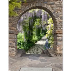 Tuinposter 120x160 cm Bos - Doorkijk - Stenen - Pad