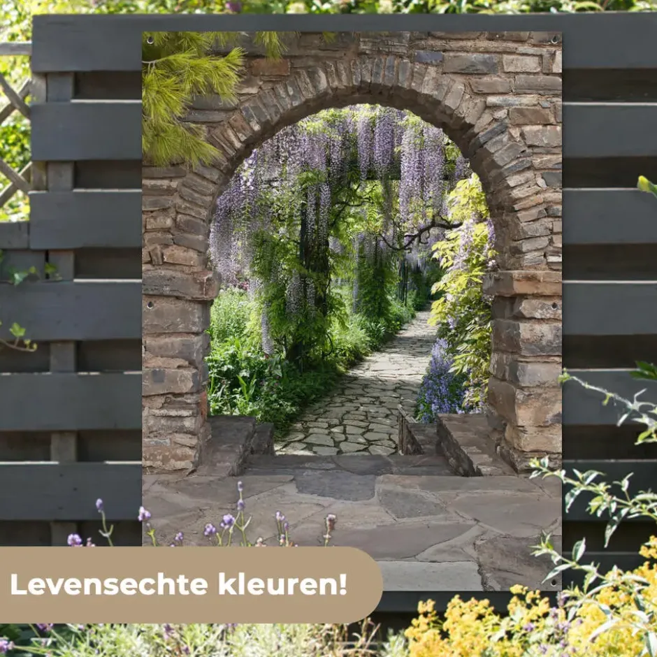Tuinposter 120x160 cm Bos - Doorkijk - Stenen - Pad