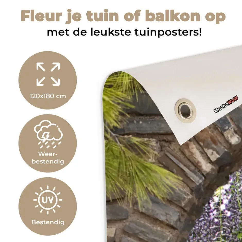 Tuinposter 120x180 cm Bos - Doorkijk - Stenen - Pad