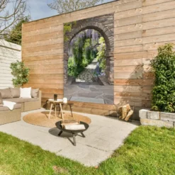 Tuinposter 120x180 cm Bos - Doorkijk - Stenen - Pad