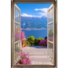 Tuinposter 80x120 cm Doorkijk - Berg - Landschap - Uitzicht - Meer