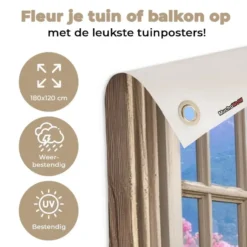 Tuinposter 180x120 cm Doorkijk - Berg - Landschap - Uitzicht - Meer