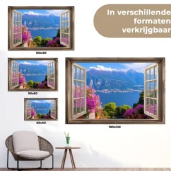 Tuinposter 180x120 cm Doorkijk - Berg - Landschap - Uitzicht - Meer