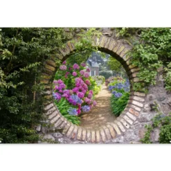 Tuinposter 180x120 cm Doorkijk - Bloemen - Hortensia - Zomer