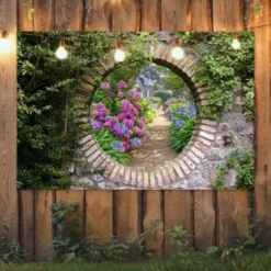 Tuinposter 180x120 cm Doorkijk - Bloemen - Hortensia - Zomer