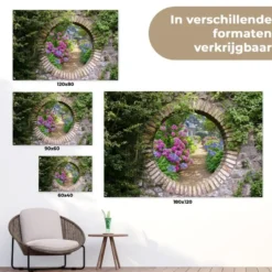 Tuinposter 180x120 cm Doorkijk - Bloemen - Hortensia - Zomer