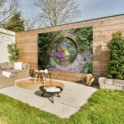 Tuinposter 180x120 cm Doorkijk - Bloemen - Hortensia - Zomer