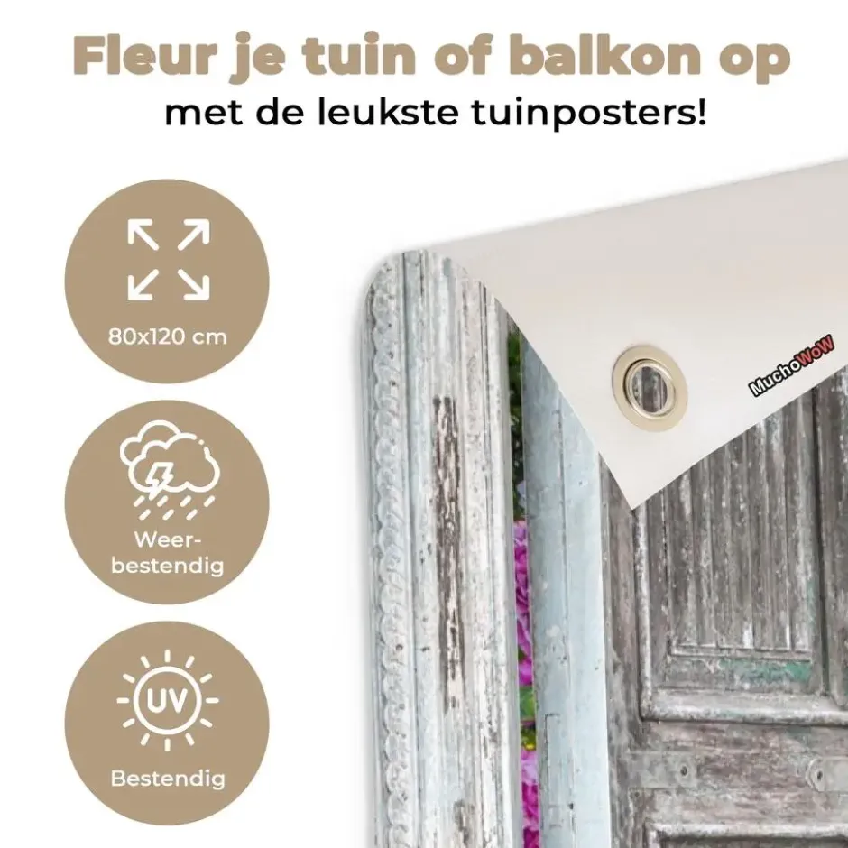 Tuinposter 80x120 cm Doorkijk - Hortensia - Bloemen