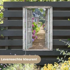 Tuinposter 80x120 cm Doorkijk - Hortensia - Bloemen