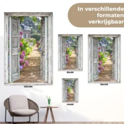 Tuinposter 80x120 cm Doorkijk - Hortensia - Bloemen