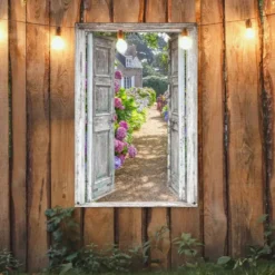 Tuinposter 80x120 cm Doorkijk - Hortensia - Bloemen