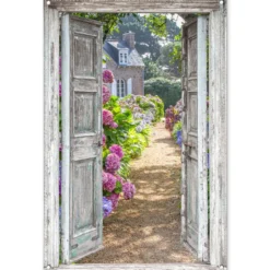 Tuinposter 80x120 cm Doorkijk - Hortensia - Bloemen