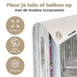 Tuinposter 120x160 cm Doorkijk - Hortensia - Bloemen