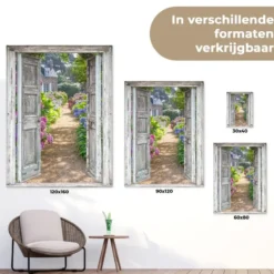 Tuinposter 120x160 cm Doorkijk - Hortensia - Bloemen