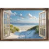 Tuinposter 180x120 cm Doorkijk - Strand - Raam - Duinen - Zee