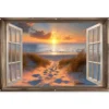 Tuinposter 180x120 cm Doorkijk - Strand - Duinen - Zonsondergang