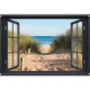 Tuinposter 120x80 cm Doorkijk - Strand - Zee - Zand - Water - Helmgras - Duinen