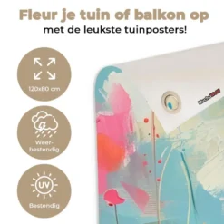 Tuinposter 120x80 cm Schotse hooglander - Natuur - Kleurrijk - Bloemen