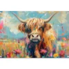 Tuinposter 90x60 cm Schotse hooglander - Natuur - Kleurrijk - Bloemen