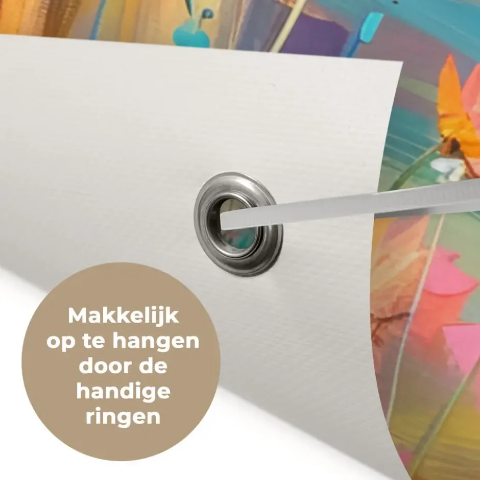 Tuinposter 90x60 cm Schotse hooglander - Natuur - Kleurrijk - Bloemen