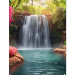 Tuinposter 120x160 cm Waterval - Natuur - Planten - Jungle - Water