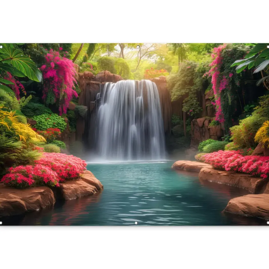 Tuinposter 180x120 cm Waterval - Natuur - Planten - Jungle - Water