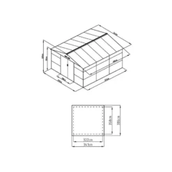 Tuinschuur ADELMO - 330 cmx372 cmx229 cm - Antracietgrijs Natuurlijk donker