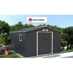 Tuinschuur ARCHER - 330 cmx372 cmx172 cm - Antracietgrijs Metaal