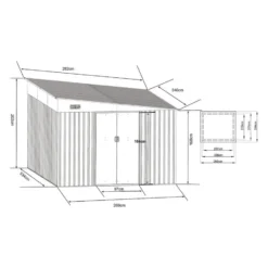 Tuinschuur DAXTON - 269 cmx334 cmx168 cm - Antracietgrijs Metaal