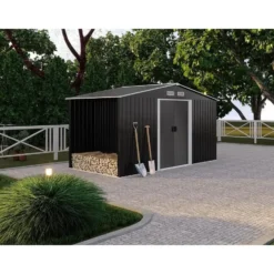 Tuinschuur LERY - 313 cmx195 cmx154 cm - Antracietgrijs Metaal