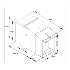 Tuinschuur LERY - 313 cmx195 cmx154 cm - Antracietgrijs Metaal